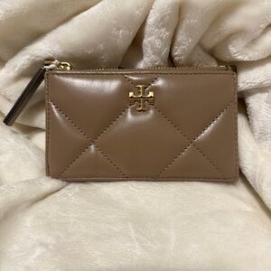 Tory Burch Brown Quilted Leather Card Holder